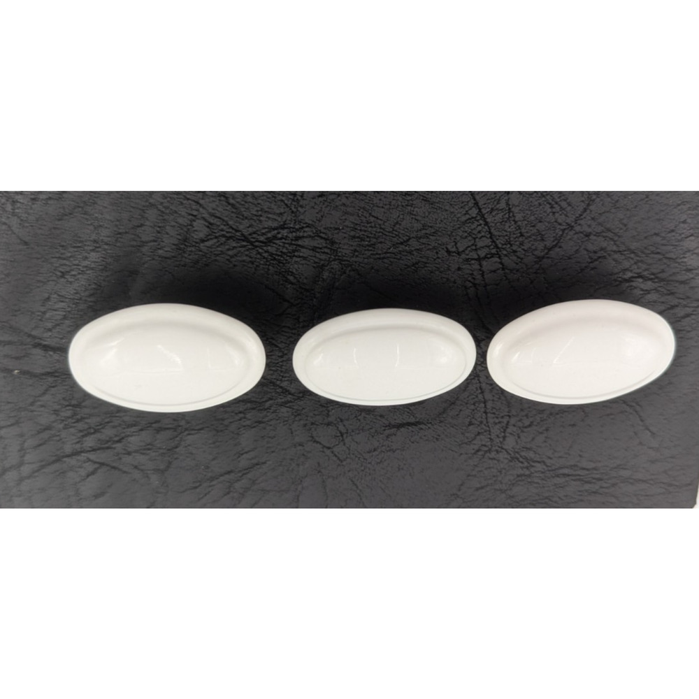 3 Vintage Porcelain Drawer Pulls Knobs White